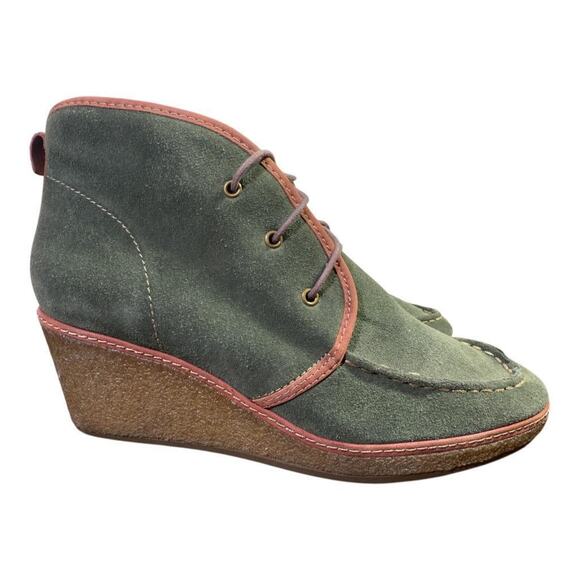 OluKai Shoes - Olukai Wali Wedge Suede Moc Toe Bootie Women size 9